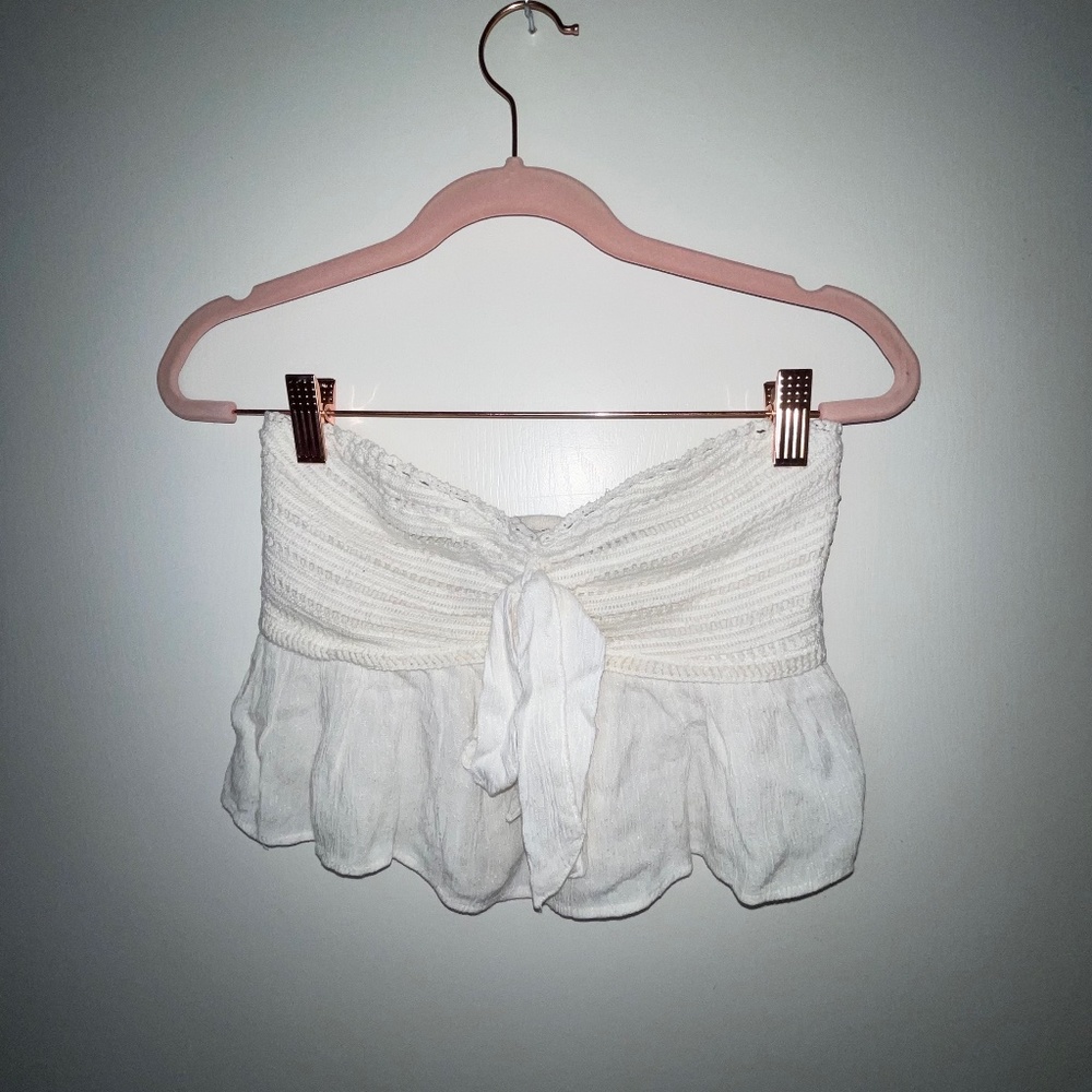 crochet ruffle strapless top